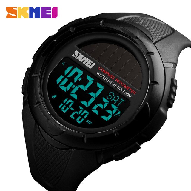 SKMEI Smart Watch Men Digital Watches Outdoor Pedometer Calorie Solar Power Waterproof Men's Sport Watch Relogio Masculino 1488