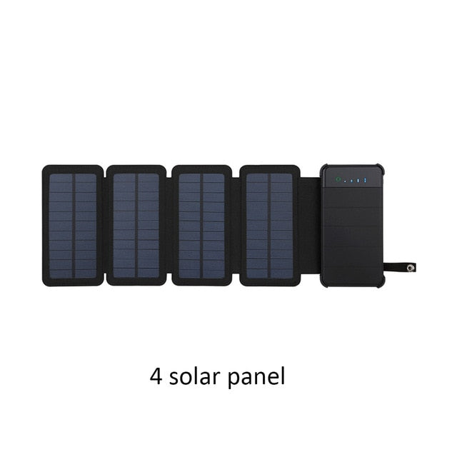 Solar panel charger mobile power waterproof power supply dual USB port 10000mAh mobile phone battery outdoor portable folding