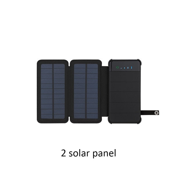 Solar panel charger mobile power waterproof power supply dual USB port 10000mAh mobile phone battery outdoor portable folding