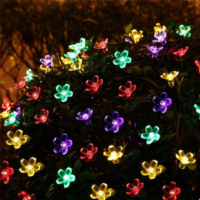 10M Solar Garden lights LED String light Outdoor Lighting Waterproof Flower Garland for the Street Lawn Patio Decoration Festoon