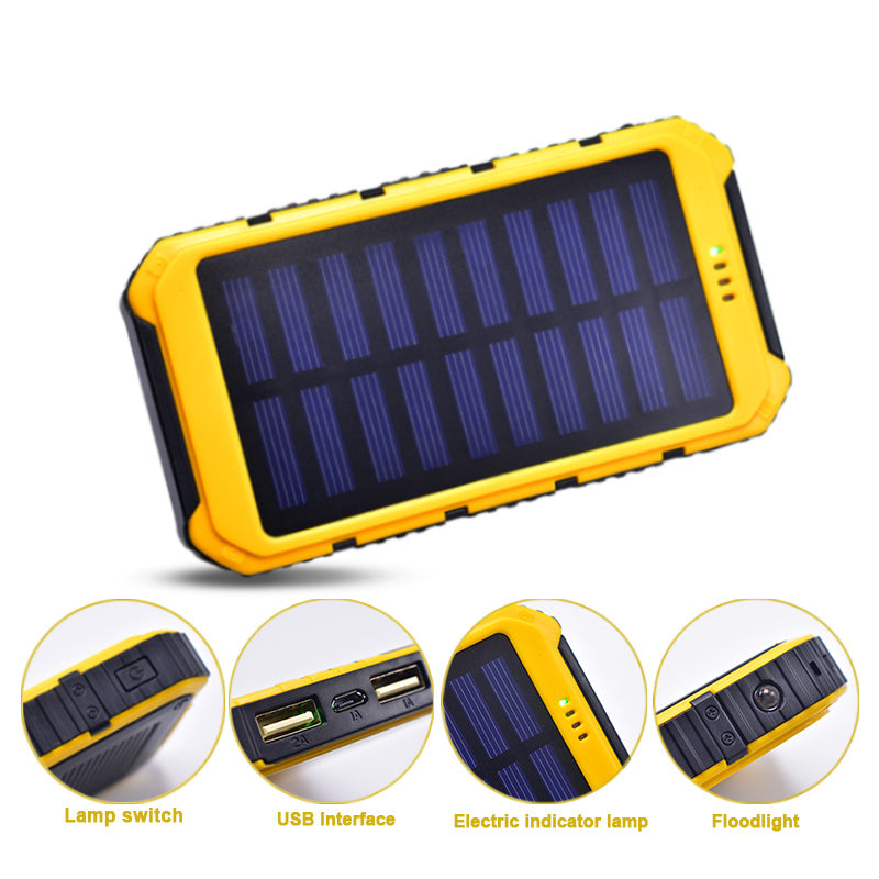 Solar Power Bank 20000mAh Solar Powerbank Extreme MobilePhone Pack Dual USB LED External Battery Pack for iPhone Xiaomi Samsung