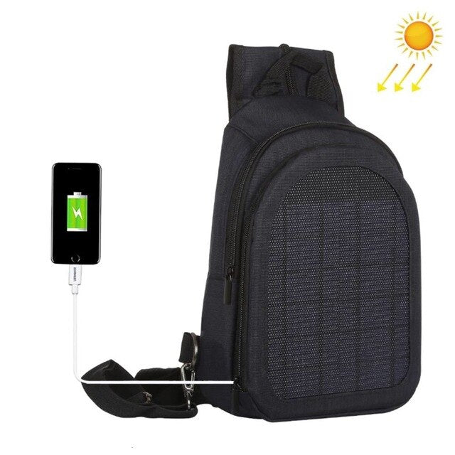 Pawaca Anti Thief Travel Backpack Solar Energy Charging Backpack For Women Men Convenient USB Charge Slanted Zipper PVC Backpack