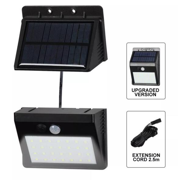 30LED Solar PIR Motion Sensor Security Lamp Separable 3 mode Wall Light for Outdoor Garden Yard