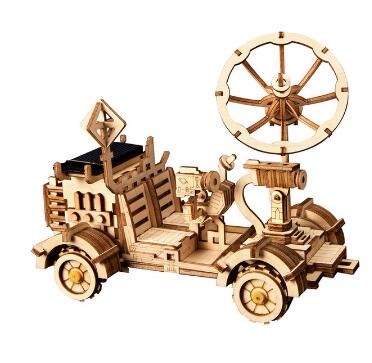 Wooden Solar Energy Powered 3D Moveable Space Hunting DIY Model Creative Toy Gift for Child Adult