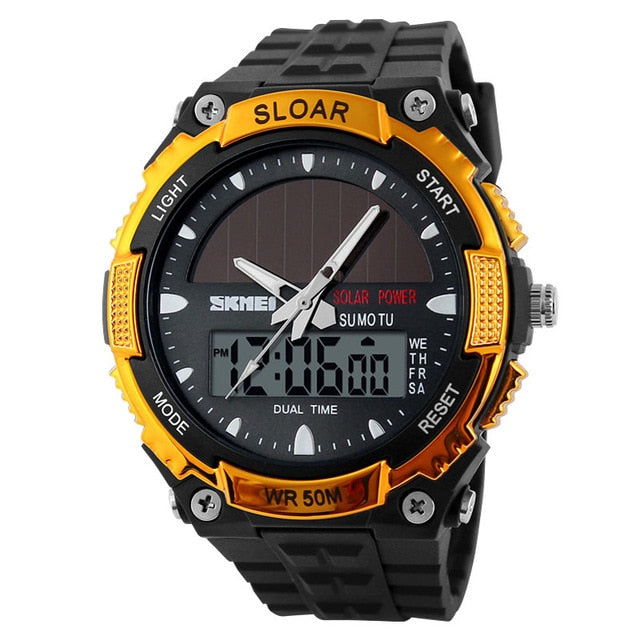 SKMEI Can Swimming Men Watches Sport Outdoor Solar Energy Charge Battery Man Digital Clock 50m Waterproof Top Quality Brand Hour