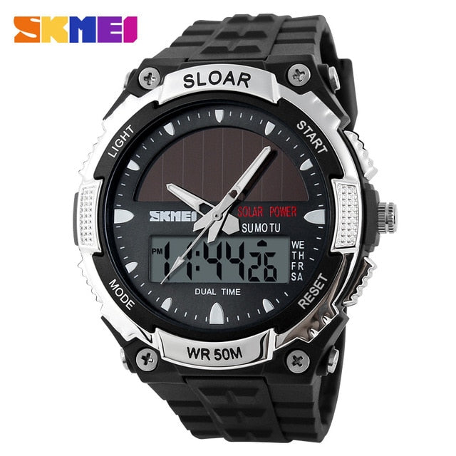 SKMEI Can Swimming Men Watches Sport Outdoor Solar Energy Charge Battery Man Digital Clock 50m Waterproof Top Quality Brand Hour