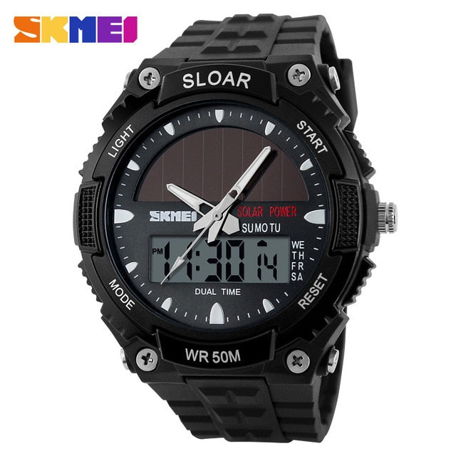 SKMEI Can Swimming Men Watches Sport Outdoor Solar Energy Charge Battery Man Digital Clock 50m Waterproof Top Quality Brand Hour