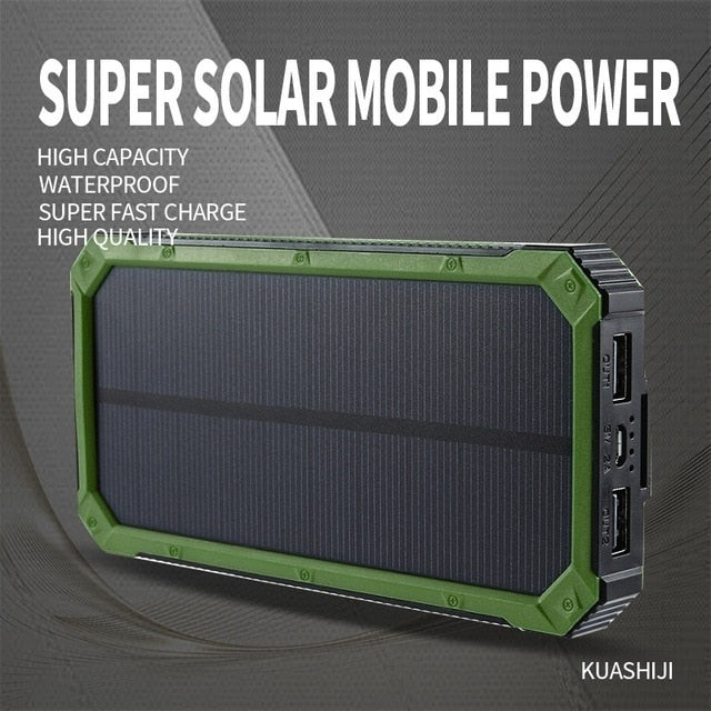 Huge Capacity Solar Power Bank 30000mAh Dual-USB Waterproof Solar Power Bank Battery Charger For All Phone Iphone Huawei Xiaomi