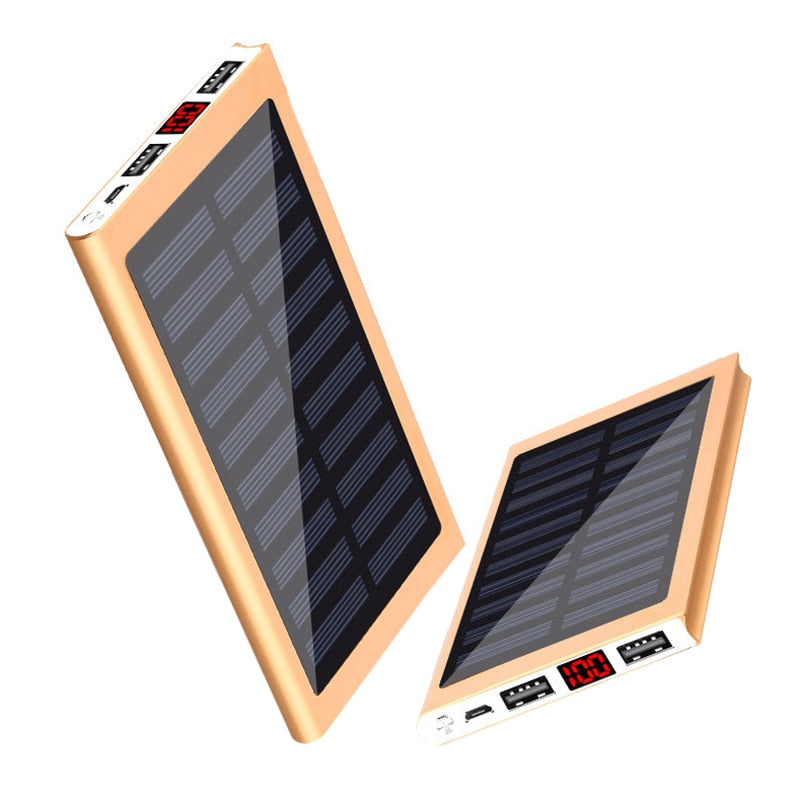 Solar Power Bank External Battery 2 USB LED 30000mah Powerbank Portable Mobile phone Solar Charger for Xiaomi mi iphone XS 8plus