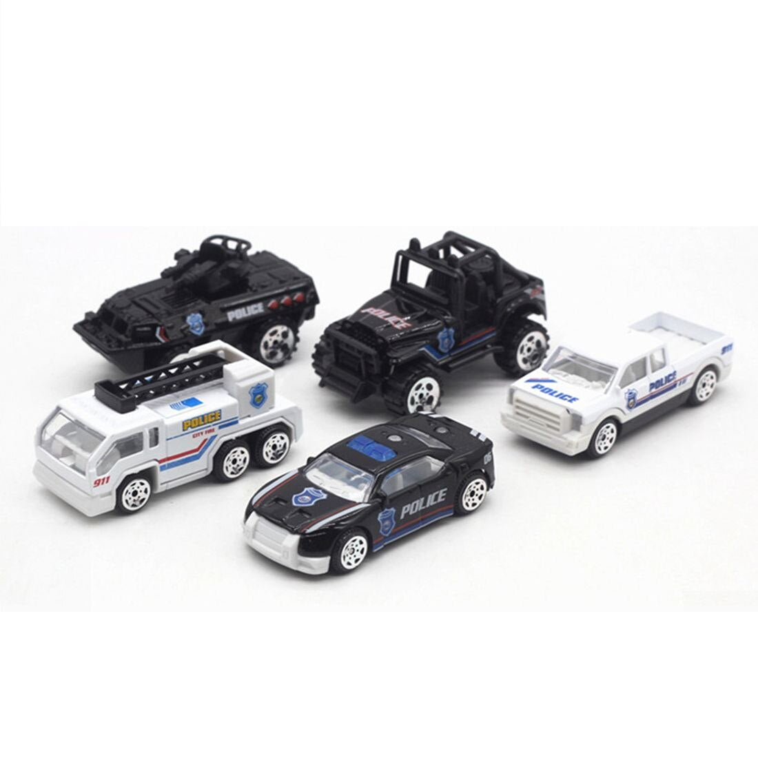 5 piece set police rescue team model Hot 1:64 alloy car educational toy car Christmas birthday gift