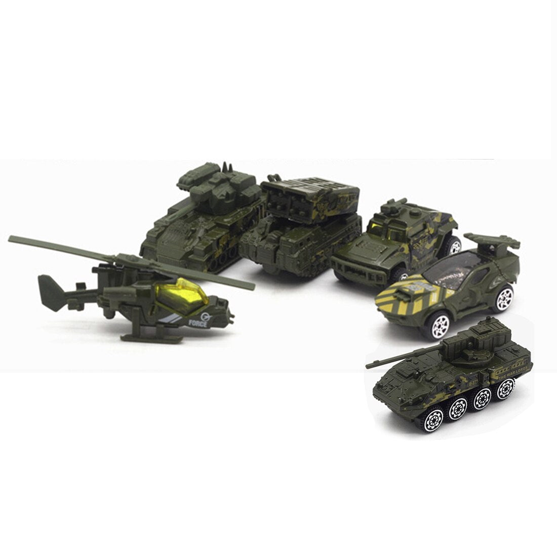 5 piece set military tank model Hot 1:64 alloy car children educational toy car Christmas birthday gift Model: Random