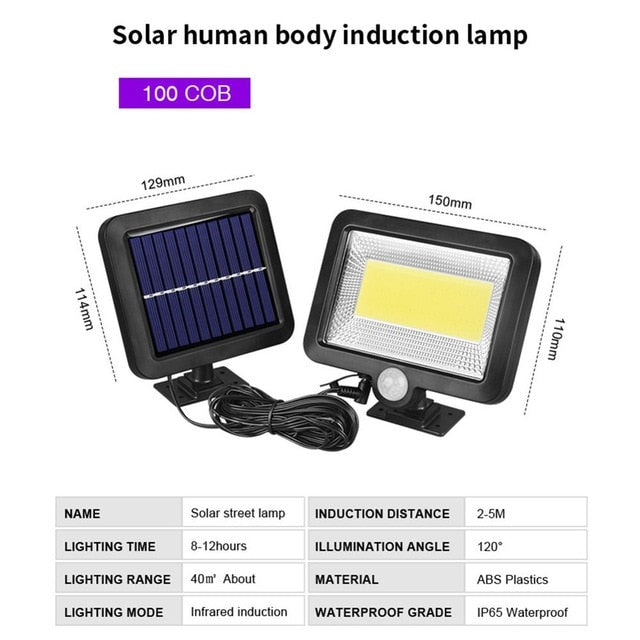 COB120LED Solar Motion Sensor Wall Light Outdoor Lighting Waterproof Solar Garden Lamp Street Garden Decoration Lamps