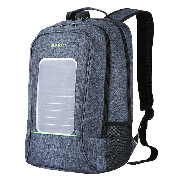 Multifunction Solar Energy Men Women Backpack Anti Thief Waterproof 15.6 inch Laptop USB Charging Backpack Leisure Travel Bags
