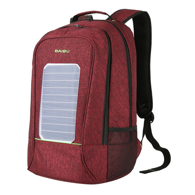 Multifunction Solar Energy Men Women Backpack Anti Thief Waterproof 15.6 inch Laptop USB Charging Backpack Leisure Travel Bags