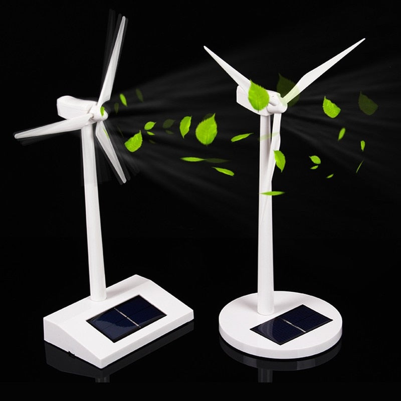 Solar Windmill Model Toys Plastic Assembled Model 3D Puzzle Solar Powered Rotating Base Desktop Model-Solar Powered Windmills