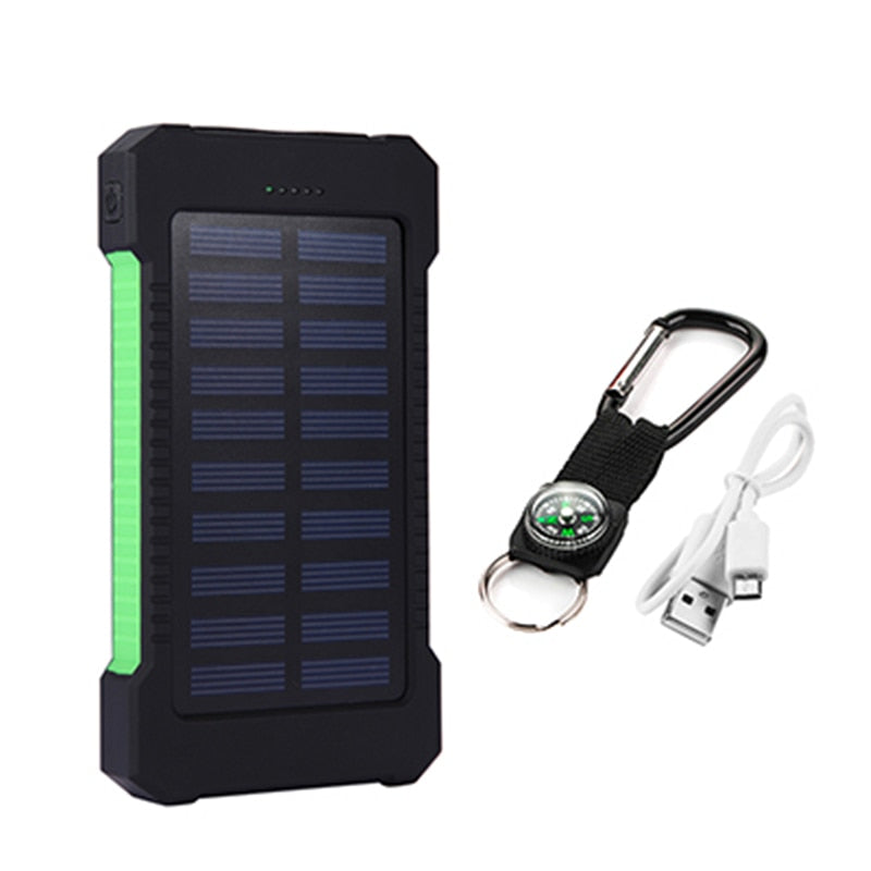 High Capacity 20000mAh Solar Power Bank Poverbank External Battery Charger Dual Ports Mobile Phone Charger for Xiaomi iPhone