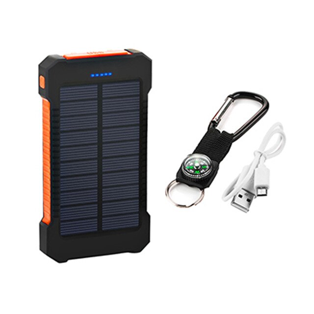 High Capacity 20000mAh Solar Power Bank Poverbank External Battery Charger Dual Ports Mobile Phone Charger for Xiaomi iPhone