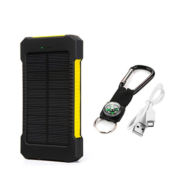 High Capacity 20000mAh Solar Power Bank Poverbank External Battery Charger Dual Ports Mobile Phone Charger for Xiaomi iPhone