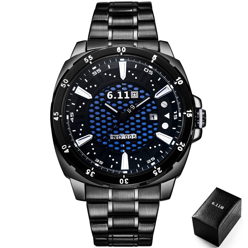 6.11 Mens 2019 Fashion Solar-powered watch Full Steel Clock Army Military Outdoor Quartz Wrist Watch Casual Sport Watches NO.005