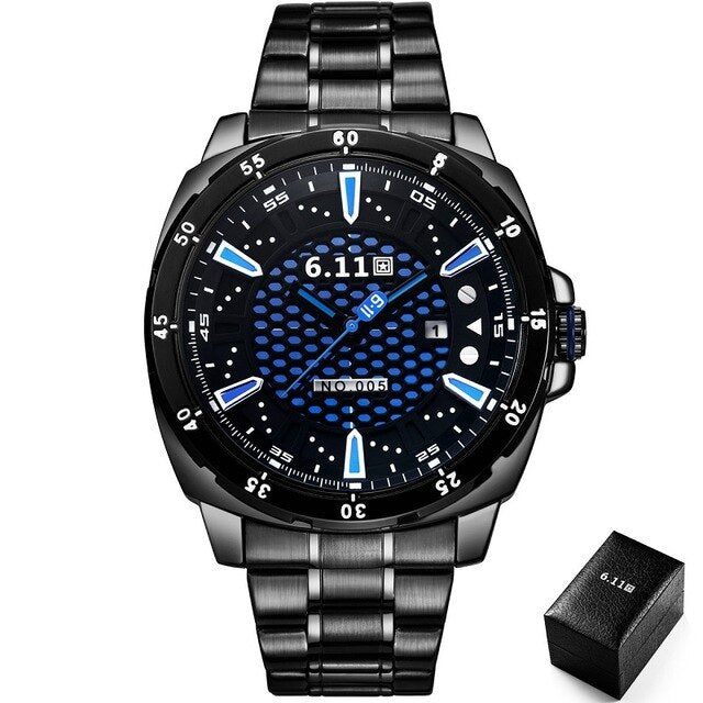 6.11 Mens 2019 Fashion Solar-powered watch Full Steel Clock Army Military Outdoor Quartz Wrist Watch Casual Sport Watches NO.005