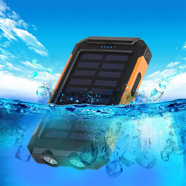 Waterproof Solar Power Bank 20000mah Dual USB Li-Polymer Solar Battery Charger mobile battery for iphone x 8 7 samsung s8