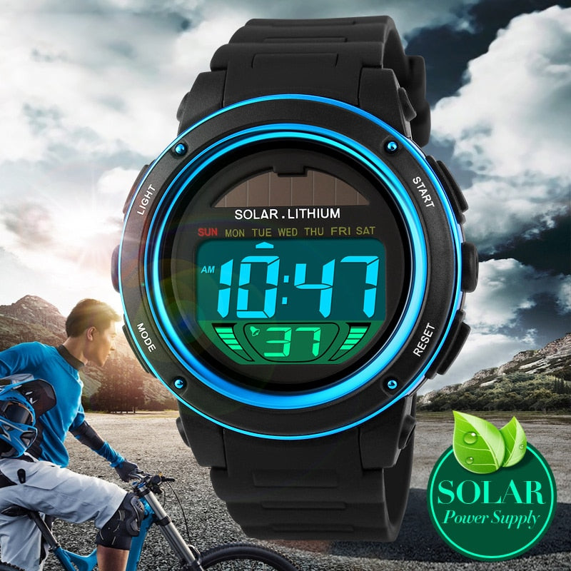 Hot Famous Brand Men Boys Solar Alarm Digital LED 50M Waterproof Wristwatch Military Dive Analog Smart Relogio Masculino Watches